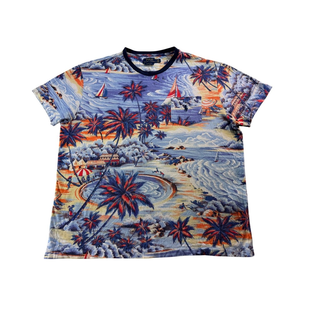 Polo Ralph Lauren Men's Tropical Beach Graphics Pocket T-Shirt Classic Fit Sz LG